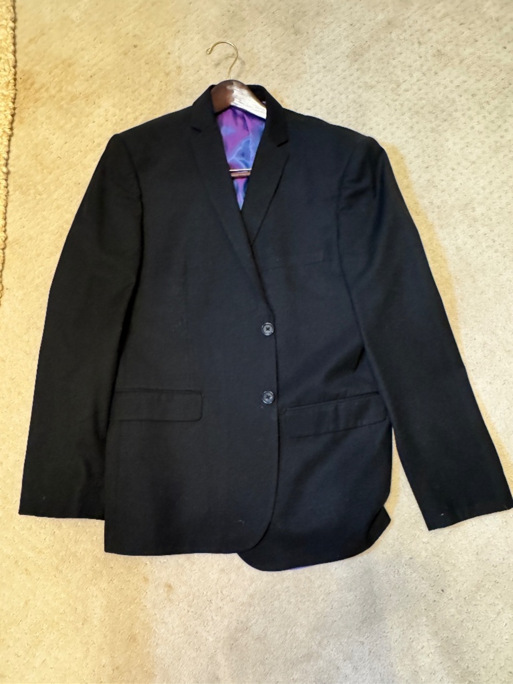 Nicole Miller Men's Black Blazer 44R 2-Button Sport Coat Iridescent Purple